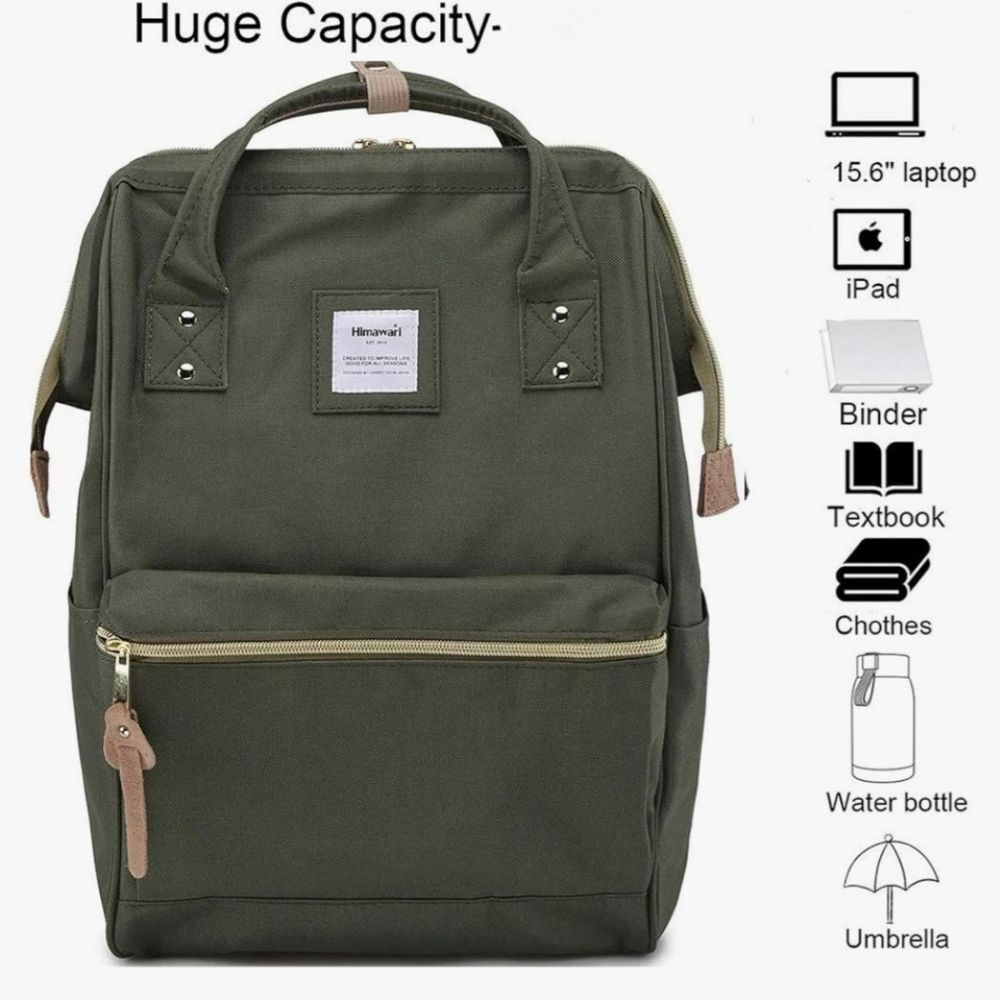 ☔️🔥NWT Olive Wide Opening Padded Laptop Sleeve Travel Backpack - Picture 3 of 15